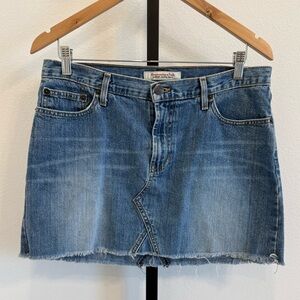 Vintage Y2K Abercrombie & Fitch Frayed Hem Denim Mini Skirt Sz 10 Made in USA